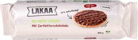 Lakaa Ciastka owsiane wegańskie w ciemnej czekoladzie BIO 300 g 1