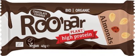 Roobar BATON PROTEIN MIGDAŁY W POLEWIE Z CZEKOLADY BIO 40g BEZGLUTENOWY ROOBAR 1