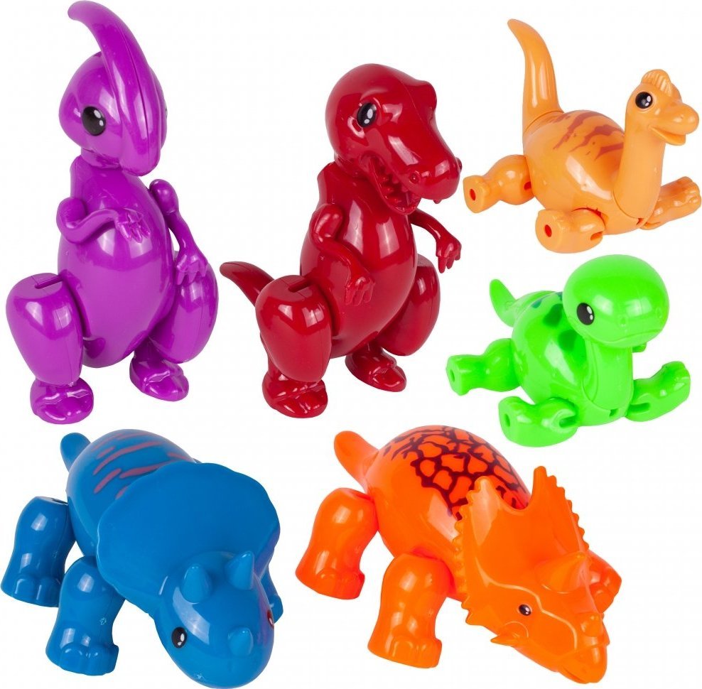 Figurka MalPlay Dinozaury Figurki 6szt. do Zabawy Dla Malucha Ruchome Łapy i Głowa 1