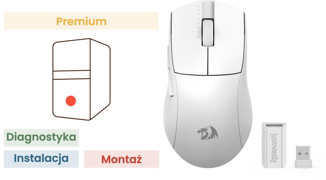 Montaż komputera Komfort  + Mysz Redragon K1NG M916W-LIT-1K 1
