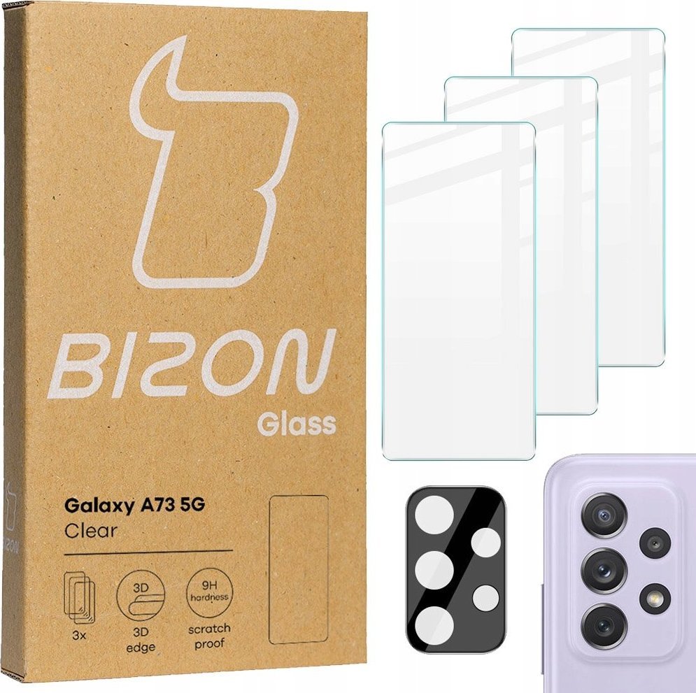 Bizon Szkło hartowane Bizon do Galaxy A73 + na aparat 1