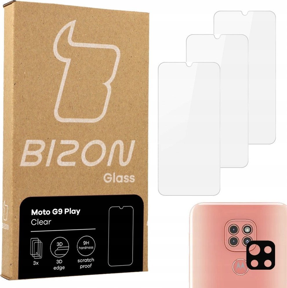 Bizon Szkło hartowane do Moto G9 Play, Bizon Glass Clear 1