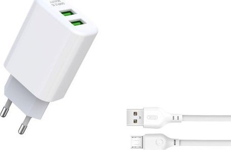 Ładowarka XO XO ładowarka sieciowa L85C 2x USB 2,4A biała + kabel microUSB 1
