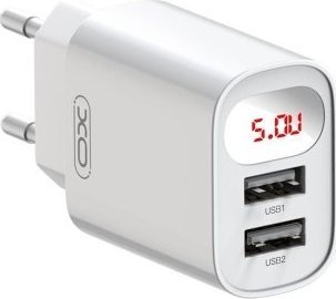 Ładowarka XO XO ładowarka sieciowa L95 2x USB 2,4A biała z wyświetlaczem 1