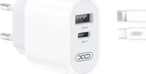 Ładowarka XO XO ładowarka sieciowa L97 1x USB 1x USB-C 2,4A biała + kabel USB-C -Lightning 1