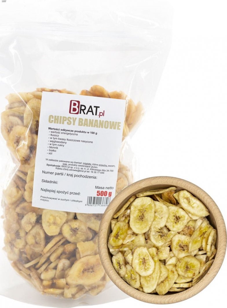 BRAT.PL Chipsy bananowe 500g BANAN SUSZONY przekąska 1
