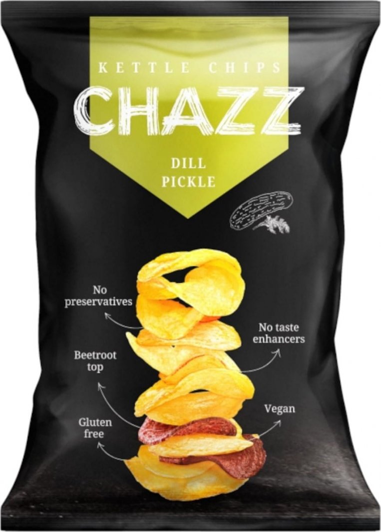 Chazz Chipsy ziemniaczane z burakiem-ogórek kiszony NATURALNE BEZ WZMACNIACZY SMAKU 90g 1
