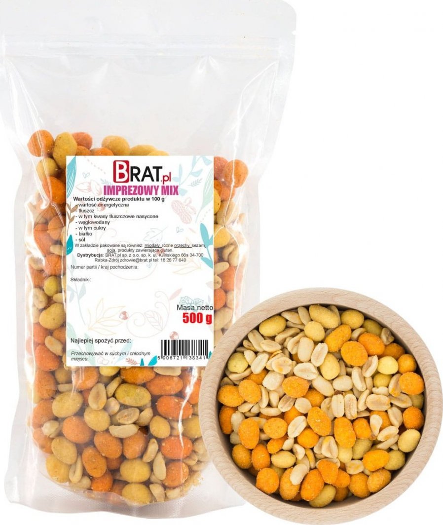 BRAT.PL Wysokiej Jakości Imprezowy MIX 500g pyszne smaki orzeszków 1