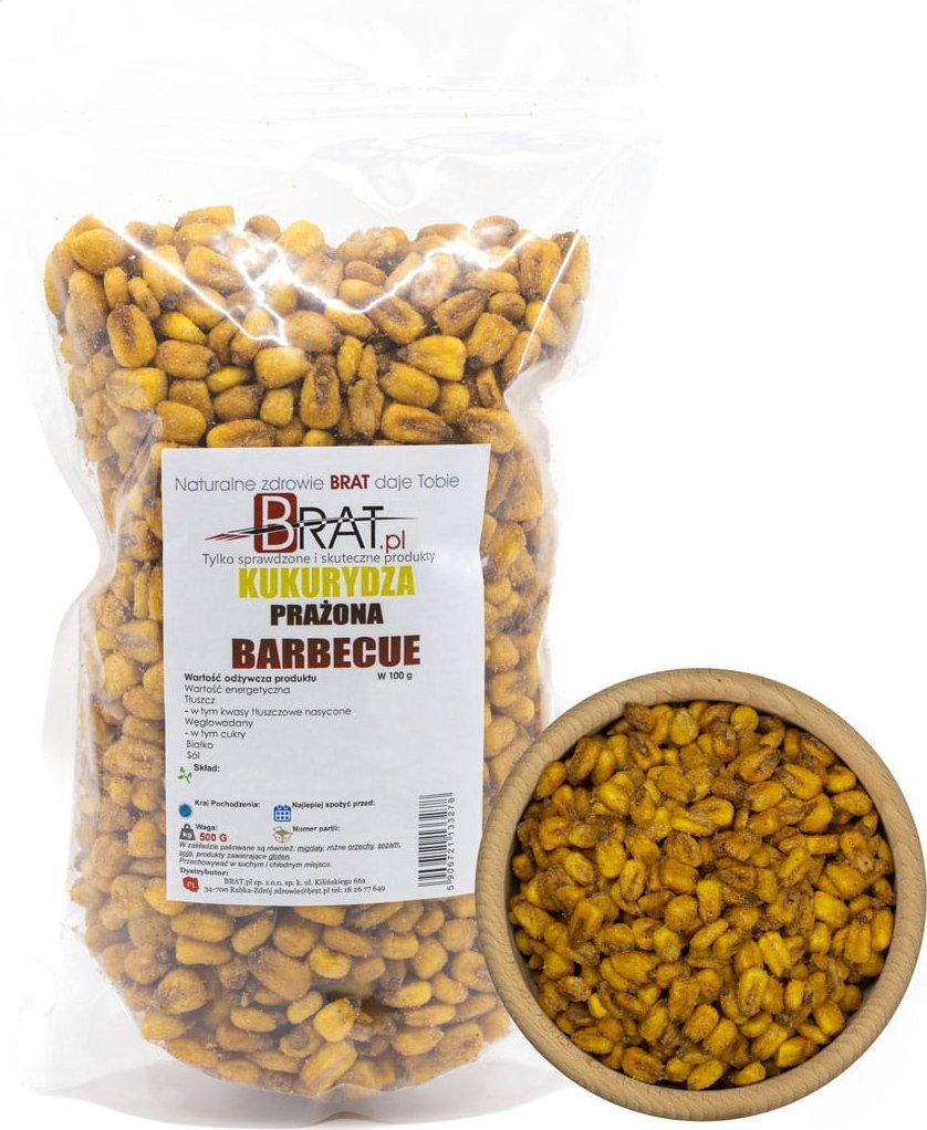 BRAT.PL KUKURYDZA prażona BBQ barbeque 500g CHRUPIĄCA 1