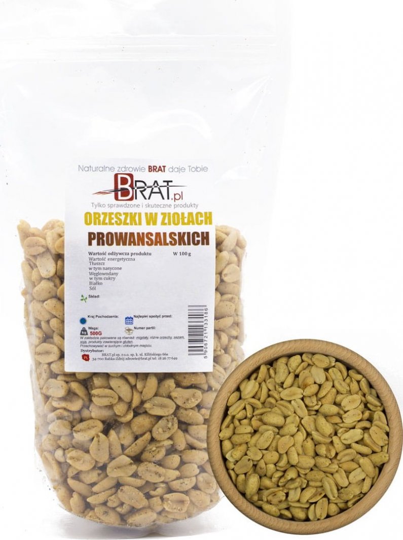 BRAT.PL Orzeszki ziemne z ZIOŁAMI prowansalskimi 500g 1