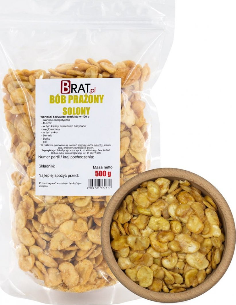 BRAT.PL Bób prażony SOLONY 500g chrupiące chipsy z BOBU 1
