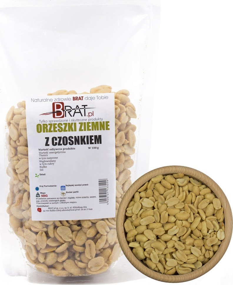 BRAT.PL Orzeszki ziemne z czosnkiem 500g IDEALNA PRZEKĄSKA 1