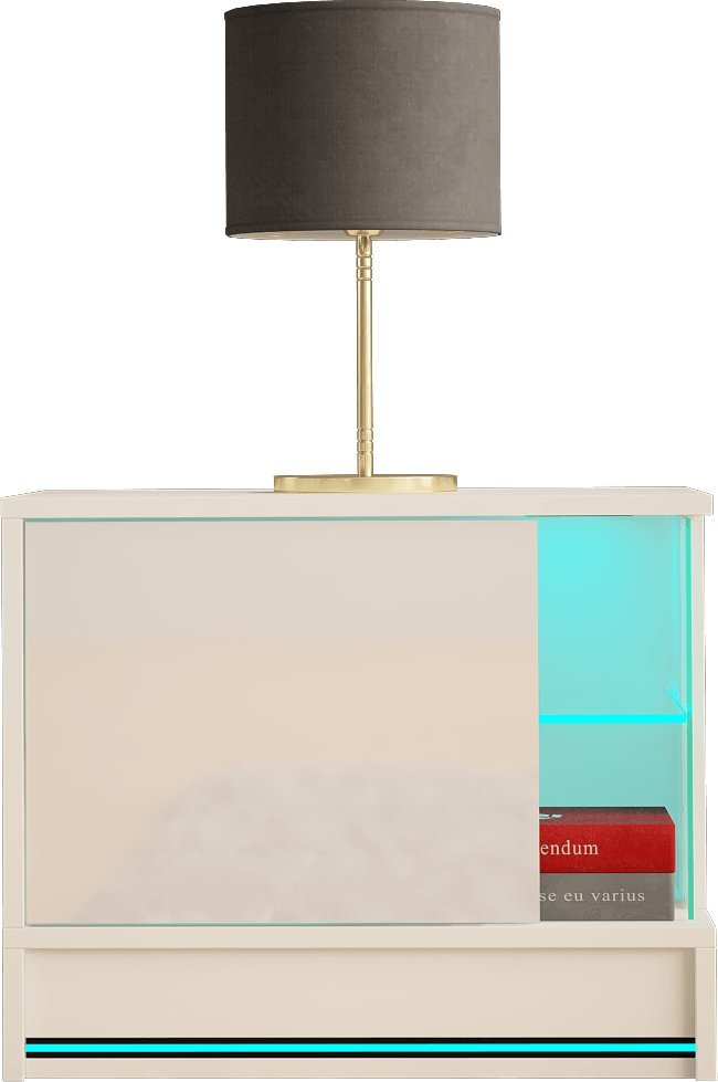 MEGSTYL SZAFKA NOCNA 55CM Z LISTWĄ LED - EFECTO 5 biały mat - biały połysk 1