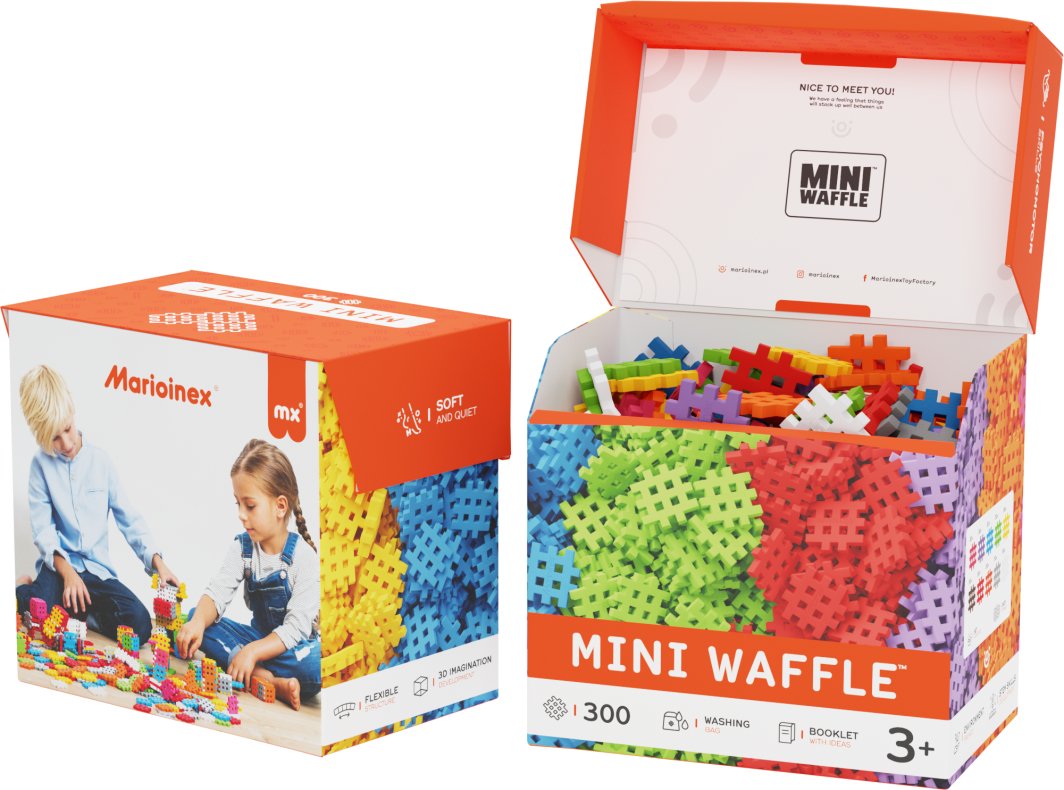 Marioinex Klocki Waffle mini 300 szt. w pudełku 1