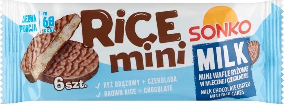 SONKO Sonko  Rice Mini wafle ryżowe w mlecznej czekoladzie 27g 1