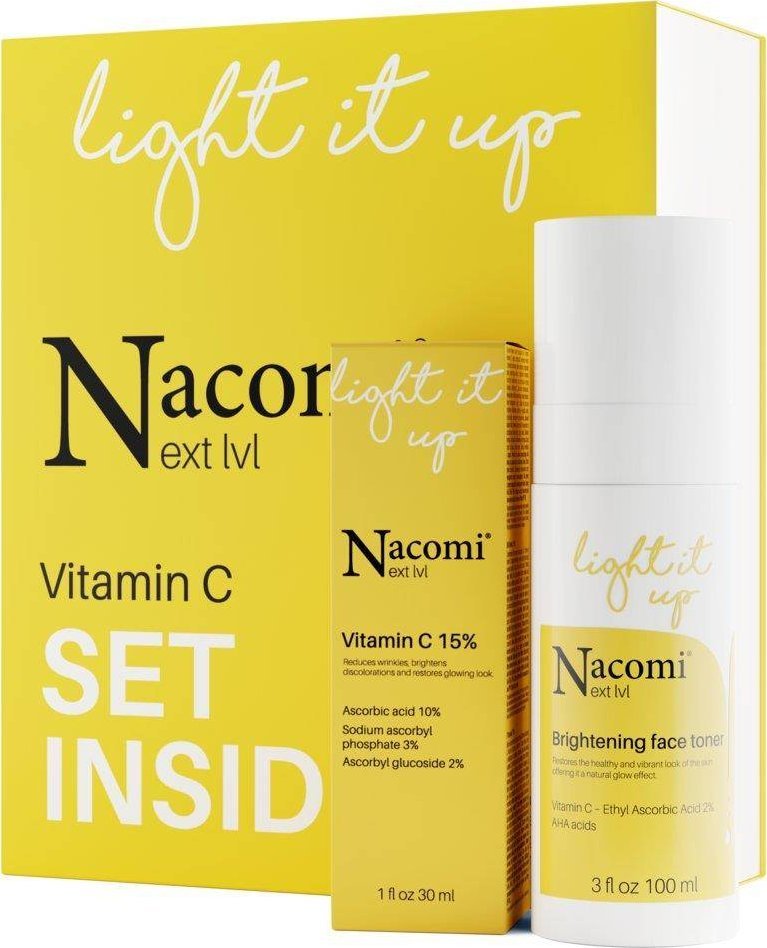 Nacomi Next Level Vitamin C zestaw rozświetlający tonik do twarzy 100ml + witamina C 15% 30ml 1