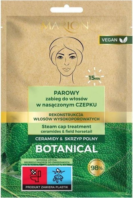 Marion Botanical parowy zabieg w nasączonym czepku Ceramidy & Skrzyp Polny 35ml 1