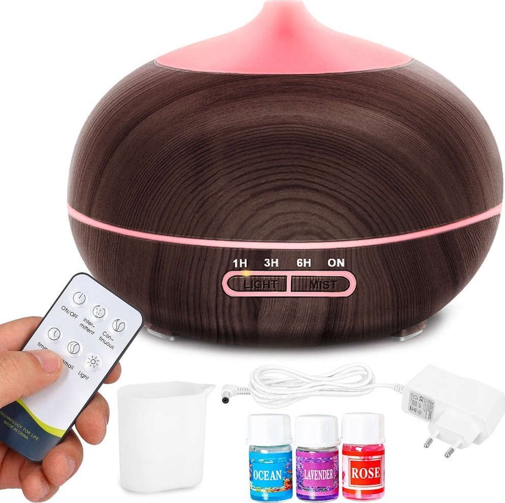 Nawilżacz powietrza 4kom.pl Dyfuzor zapachowy Nawilżacz powietrza 400ml Jonizator Aromaterapia 3 olejki pilot 1