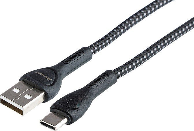 Kabel USB Myway Kabel MYWAY do ładowania i synchronizacji, w oplocie z mikrofibry, podświetlenie LED, 200 cm, USB   USB-C 1