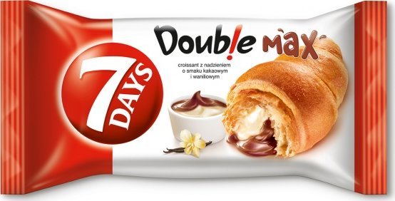 7 DAYS 7 Days Doub!e rogalik z nadzieniem kakaowym i waniliowym  110 g 1