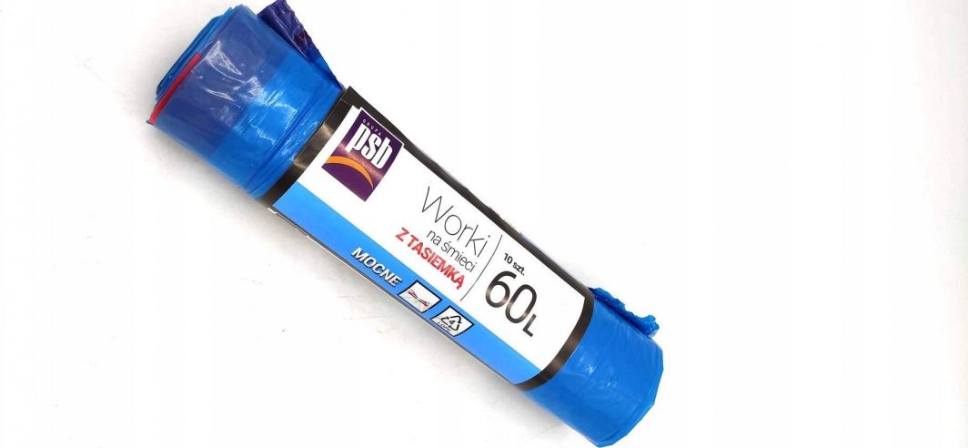 PSB Worki na śmieci MOCNE z tasiemką LDPE 60L 10szt/ro 1