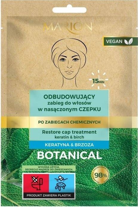 Marion Botanical odbudowujący zabieg w nasączonym czepku Keratyna & Brzoza 35ml 1