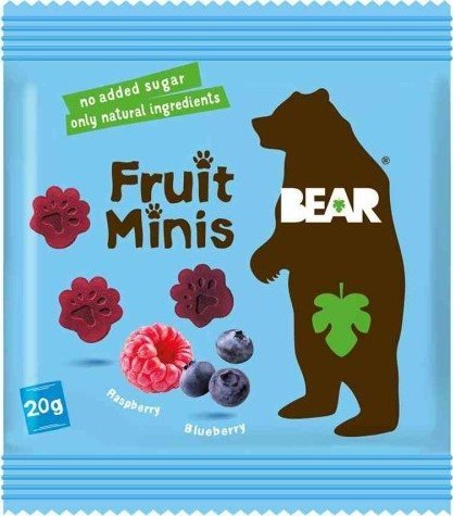 Bear Owocowa przekąska Fruit Minis - Malina, Jagoda Bear, 20g. 1