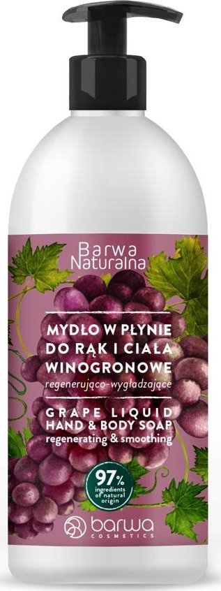 Barwa BARWA Naturalna Winogrono Mydło w płynie do rąk i ciała regenerująco-wygładzające 500ml 1
