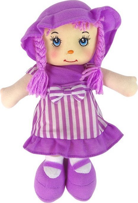 LeanToys Lalka Szmacianka Przytulanka Fioletowa W Paski 30 cm 1