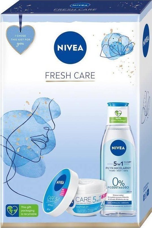 Nivea Fresh Care zestaw lekki odżywczy krem do twarzy 5w1 100ml + pielęgnujący płyn micelarny 200ml 1