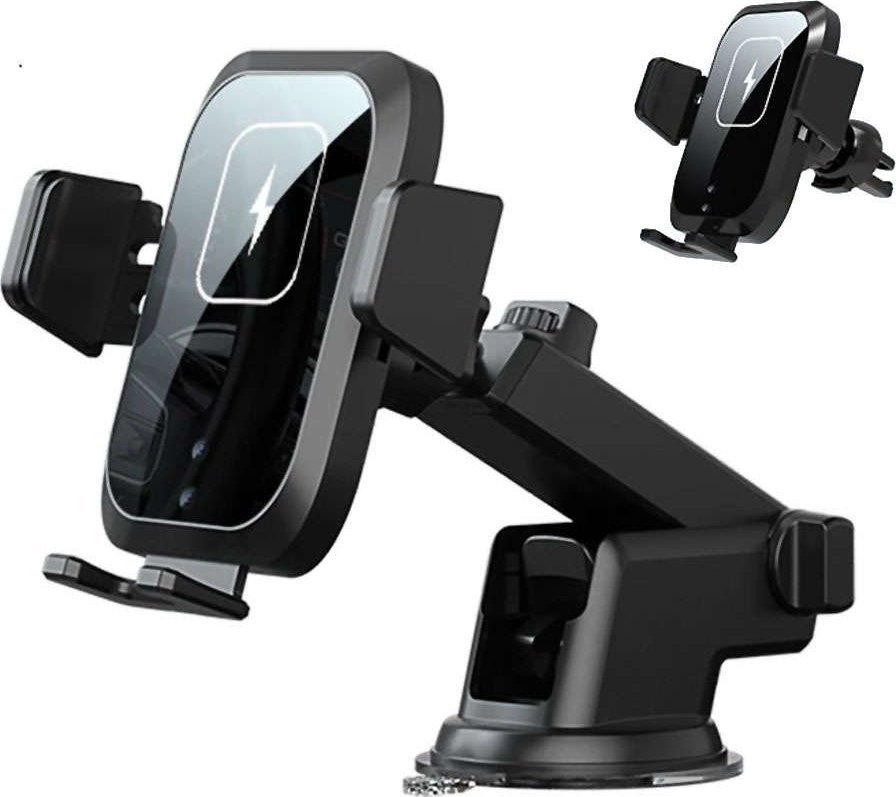 Alogy Grawitacyjny uchwyt samochodowy Alogy z ładowarką Qi na kokpit kratkę 15W + Ładowarka USB - USB-C 1