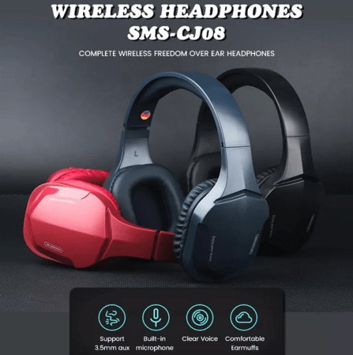 Słuchawki Somostel SOMOSTEL SŁUCHAWKI NAGŁOWNE BLUETOOTH V5.0 MIKROFON, CZYTNIK KART PAMIĘCI SMS-CJ08 RED 1