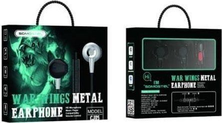 Słuchawki Somostel SOMOSTEL SŁUCHAWKI DOUSZNE Z PILOTEM JACK 3,5MM SMS CJ05 BLUE METAL WAR WING 1