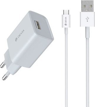 Ładowarka Devia Devia ładowarka sieciowa Smart 1x USB 2,1A biała + kabel microUSB 1
