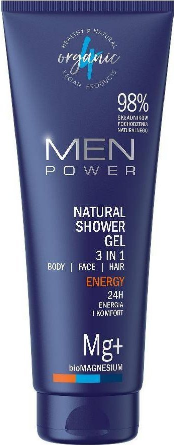 4organic Men Power naturalny żel pod prysznic 3w1 Energy 250ml 1