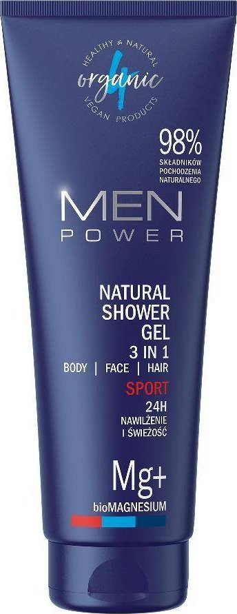 4organic Men Power naturalny żel pod prysznic 3w1 Sport 250ml 1