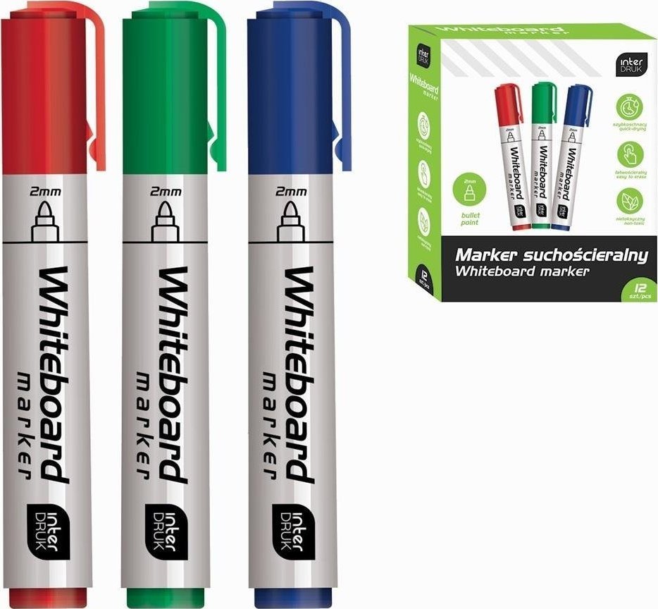Interdruk Marker suchościeralny 3 kolory (12szt) 1