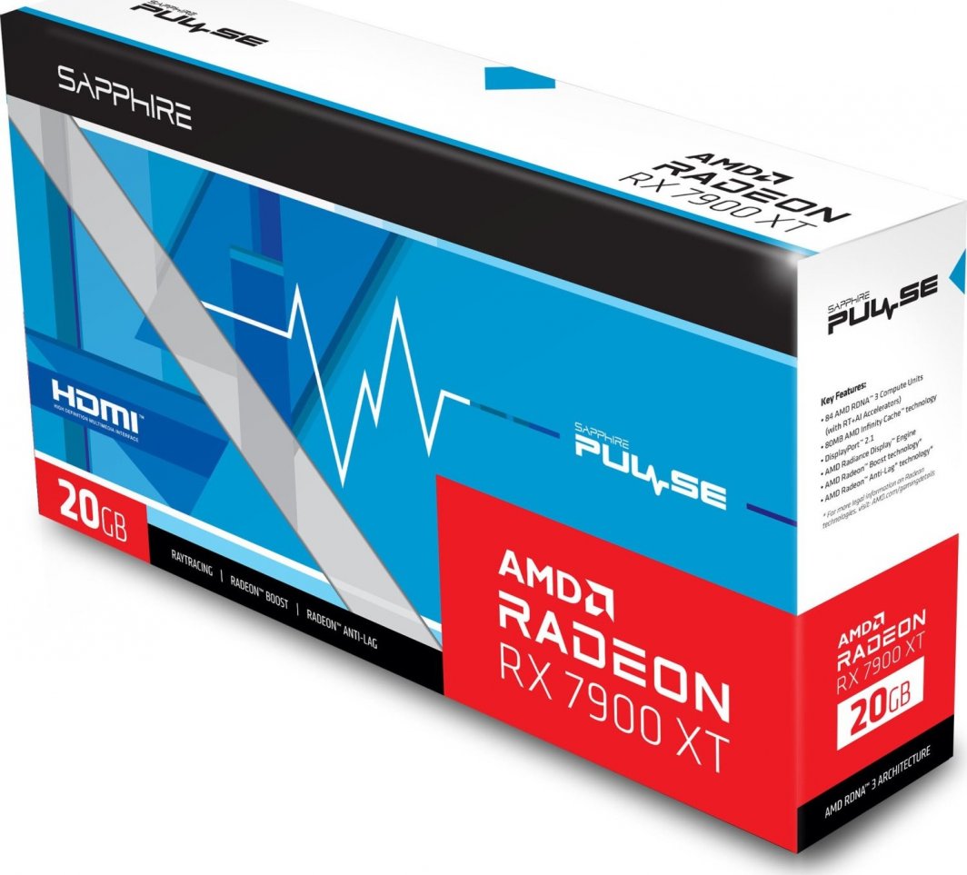 【Sapphire】PULSE AMD Radeon RX 7900 XTX Sapphire Pulse Radeon RX 7900 XT 20GB GDDR6 (11323-02-20G