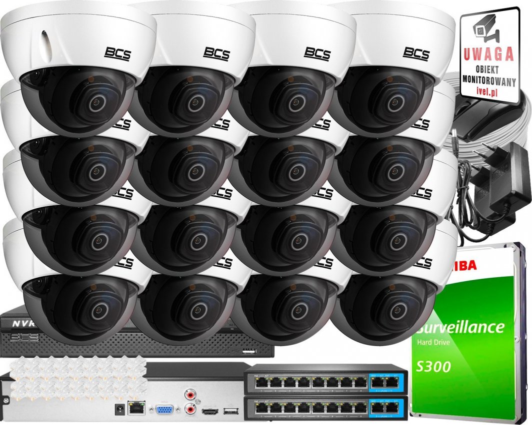 Screen Bcss System BCS System monitoringu: 16x kamera wandaloodporna IK10 FullHD, funkcje ...