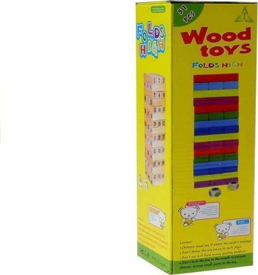 LeanToys Gra Zręcznościowa Wieża Drewniana 48 Klocków 1