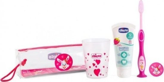 Chicco CHICCO ZESTAW PODRÓŻNY 3L+ PASTA, SZCZOTECZKA DO ZĘBÓW, KUBEK + ETUI 1