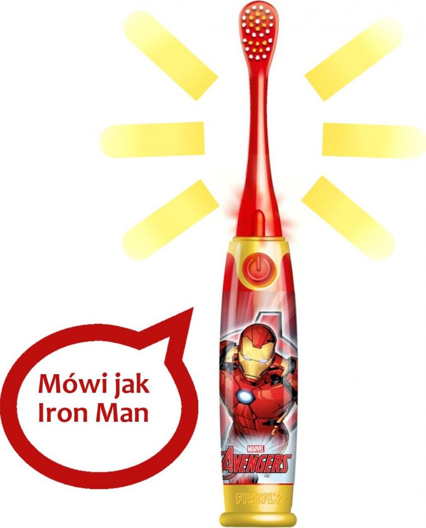 Firefly SZCZOTECZKA DO ZĘBÓW 3 + ŚWIECI I MÓWI AVENGERS LIGHT AND SOUND TOOTHBRUSH CZERWONA 1