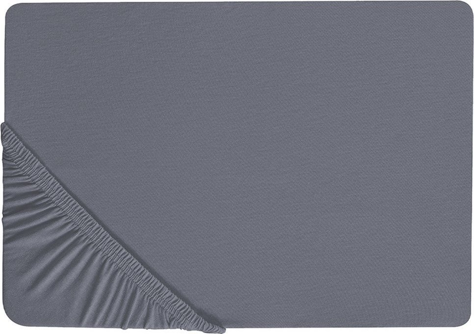 Beliani Bawełniane prześcieradło z gumką 180 x 200 cm ciemnoszare JANBU 1