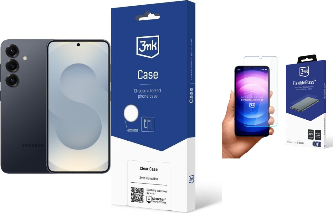 Smartfon Samsung Galaxy S25 5G 12/128GB Czarny (SM-S931BDK)  + FlexibleGlass + Etui Clear Case 1