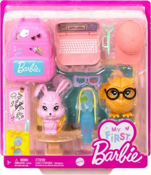 Lalka Barbie Mattel Barbie Moja Pierwsza Barbie Zwierzątka i akcesoria do szkoły HMM61 HMM60 MATTEL 1