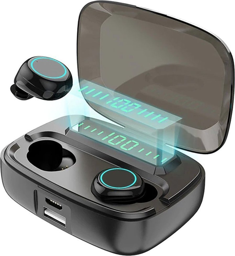 Słuchawki Strado Słuchawki bezprzewodowe Bluetooth 5.0 + powerbank/stacja dokująca TWS IPX7 M11 1