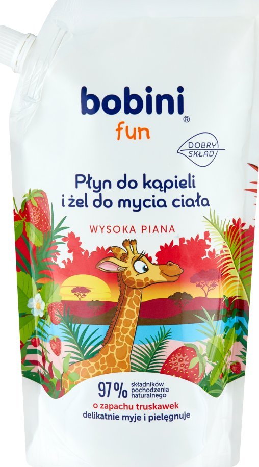 Bobini bobini Fun Płyn do kąpieli i żel do mycia ciała o zapachu truskawek 500 ml 1