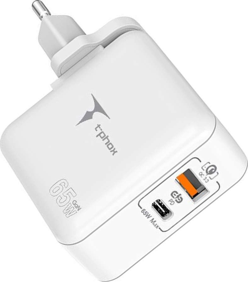 Ładowarka 4kom.pl Ładowarka sieciowa Mega Gan Szybkie ładowanie Power Delivery PD Quick Charge QC 65W USB USB-C Type C Biała 1