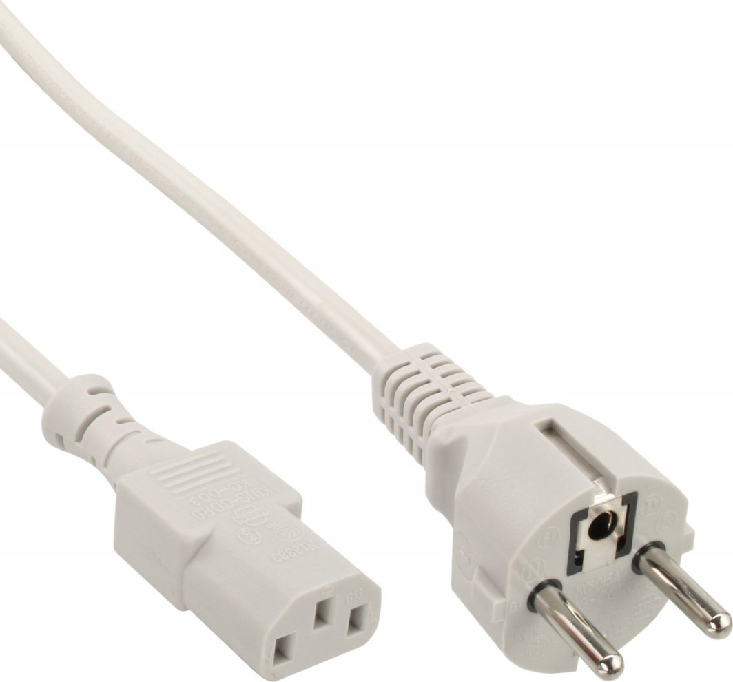 Kabel zasilający InLine InLine® Power cable, Type F straight to IEC connector, 5.0m, grey 1