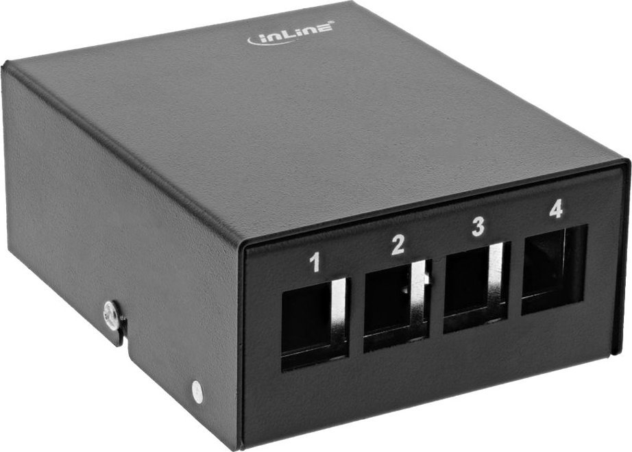 InLine InLine® Desktop Consolidation Point Box 4x Keystone RJ45, metal, black RAL9005 1